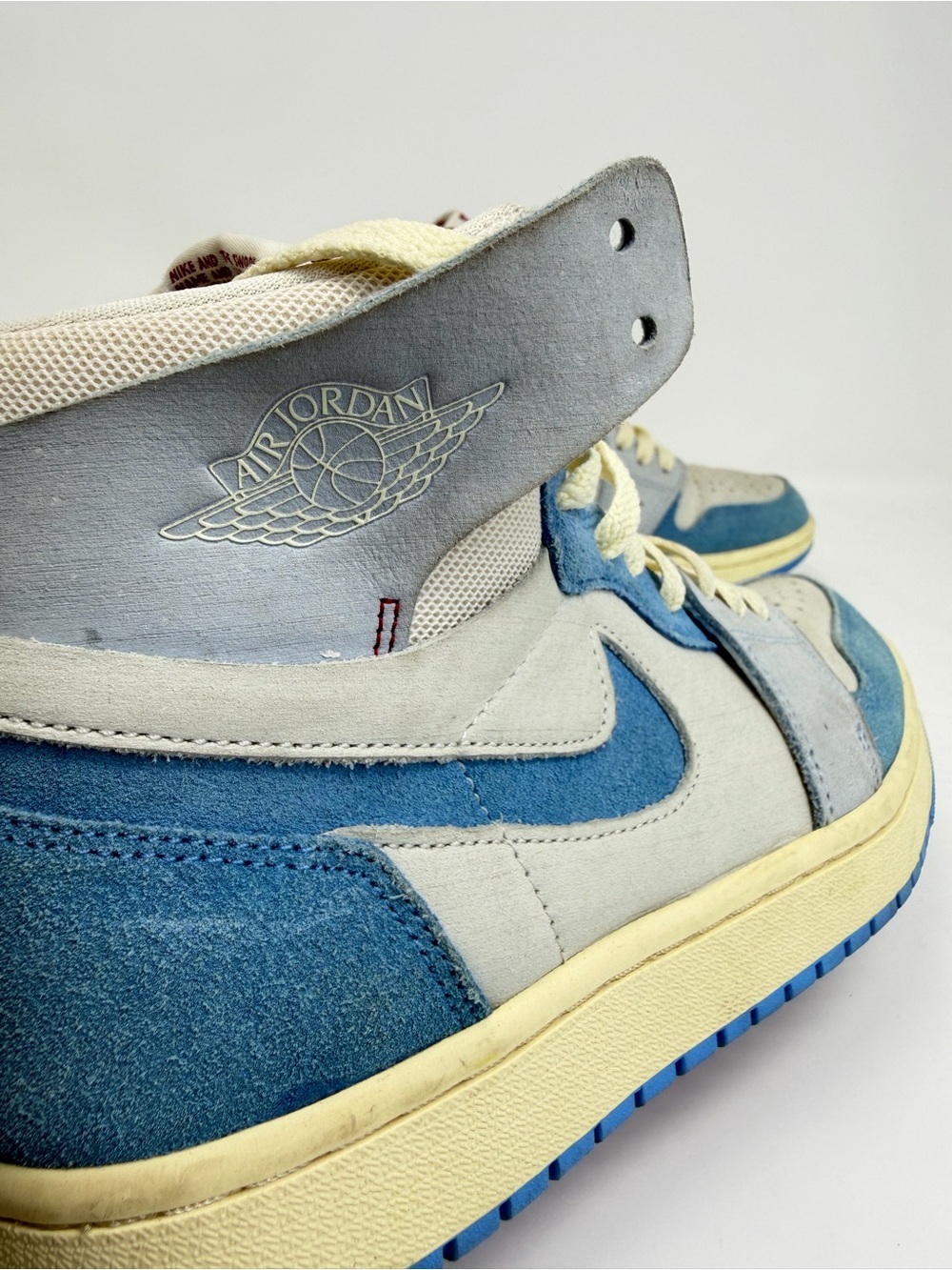 Nike High-Top Sneakers in Blue and Cream with Red Tongue Tag - Picture 5 of 9